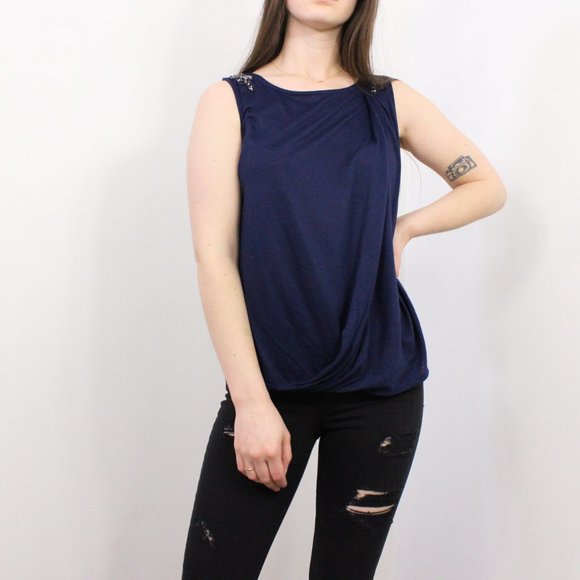 *Attitude Blue Rhinestone Shoulder Tank - Picture 2 of 5